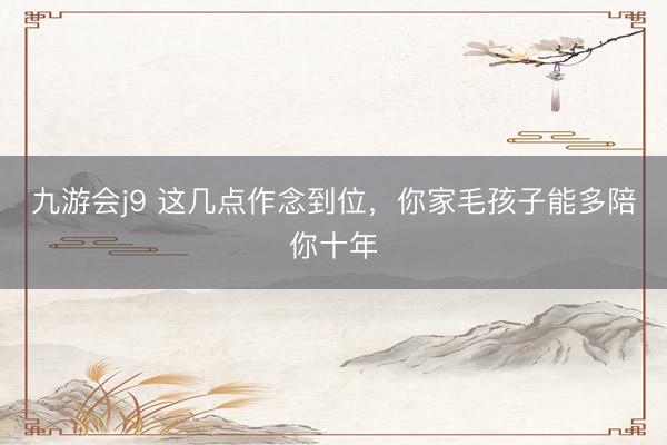 九游会j9 这几点作念到位，你家毛孩子能多陪你十年